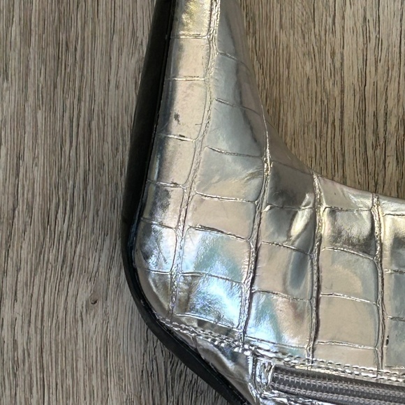 Black Suede Studio Tory Silver Croc Embossed Metallic Heel Leather Boot 35 - Picture 15 of 15